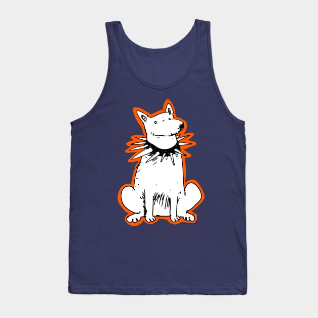 white watchdog with huge spike collar cartoon Tank Top by anticute